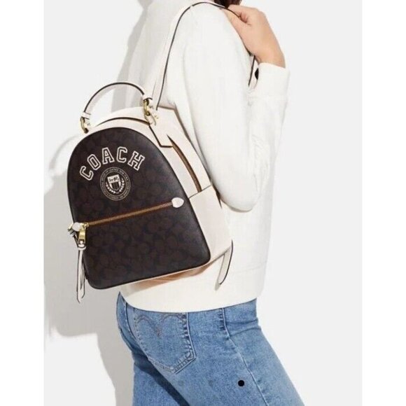 Coach Jordyn Backpack In Signature Canvas With Varsity Motif. Coach Jordyn Backpack In Signature Canvas With Varsity Motif  main image 4